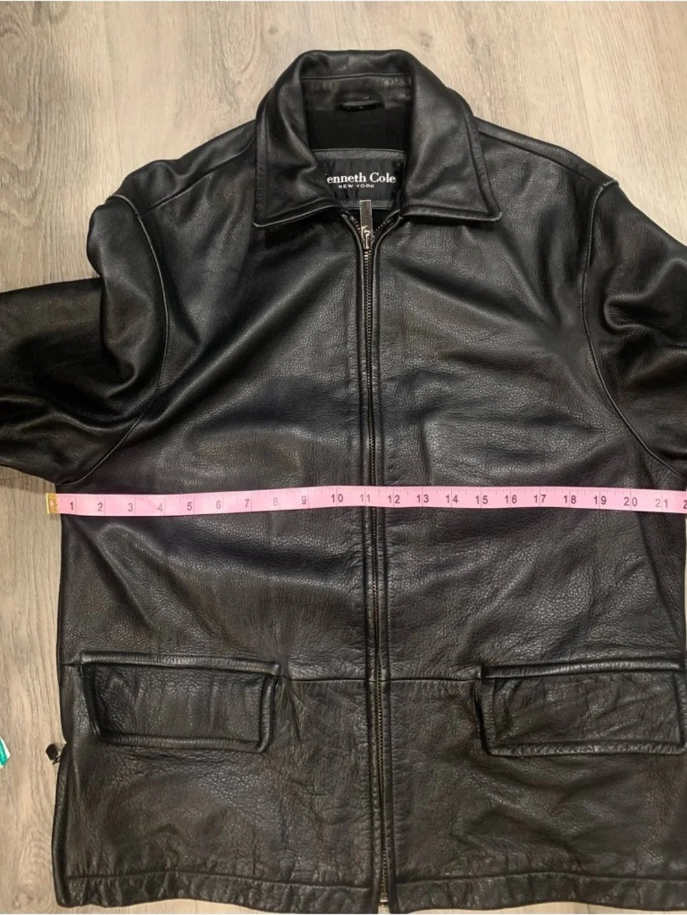 Vtg Kenneth Cole New York Black Leather Zip-Front Bomber Jacket Sz M